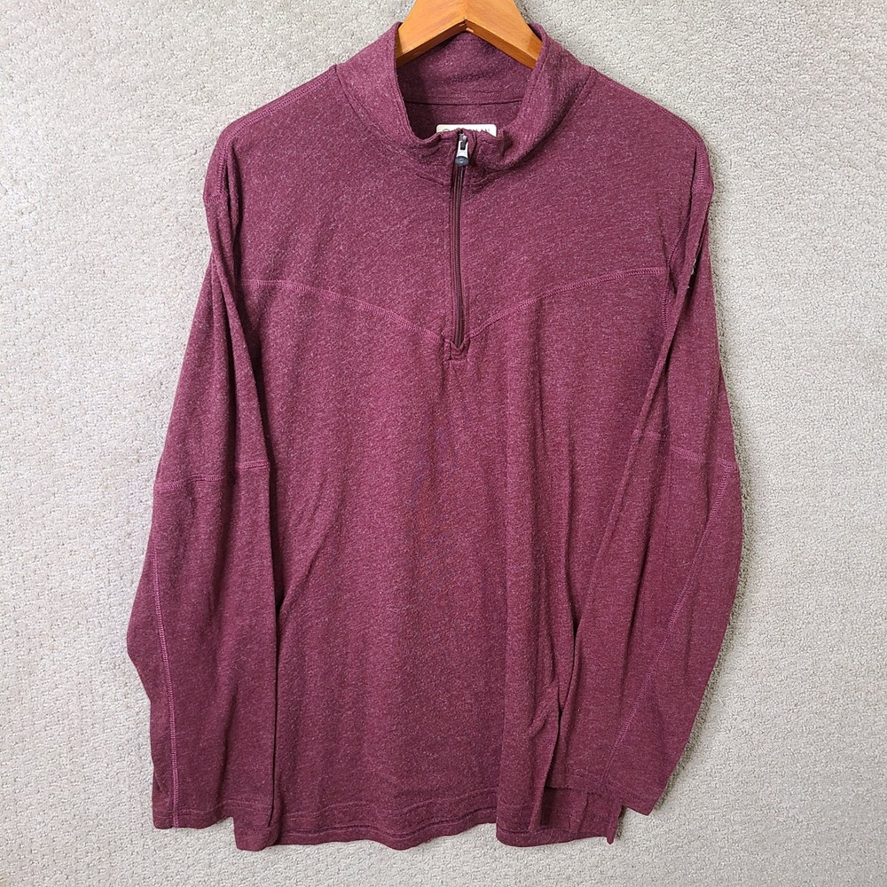 Magellan Shirt Mens XL Maroon Classic Fit Quarter Zip Wool Blend Outdoors Casual